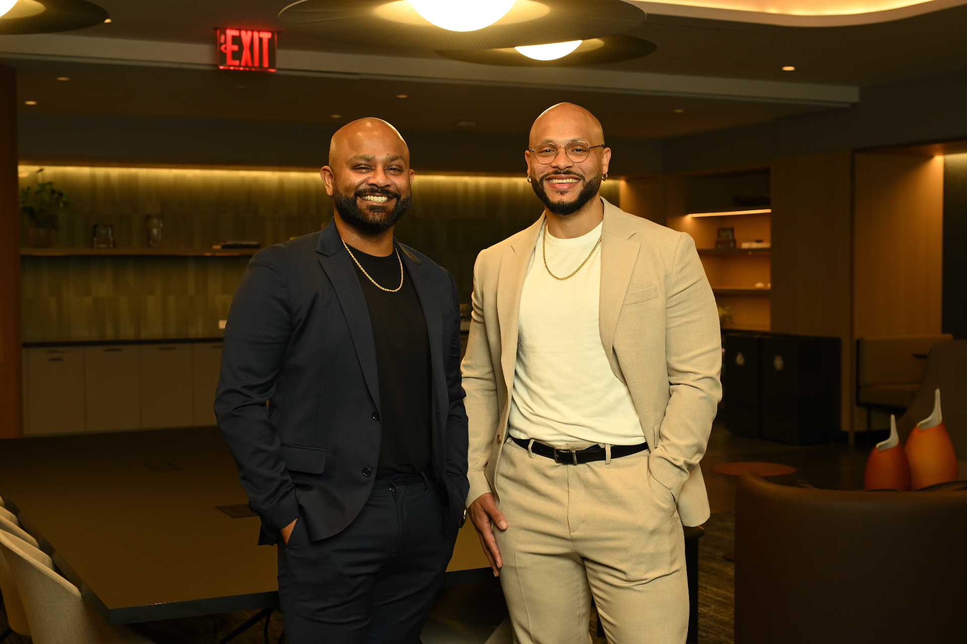 Two founders laughing together
